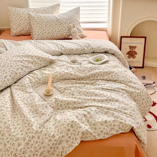 LifeTB Vintage Style Boho Floral Comforter Set King Fluffy Soft Pink Floral Bedding Set Aesthetic Flower Botanical Comforter with 2 Pillowcases Farmhouse Boho Bedding Comforter King Size