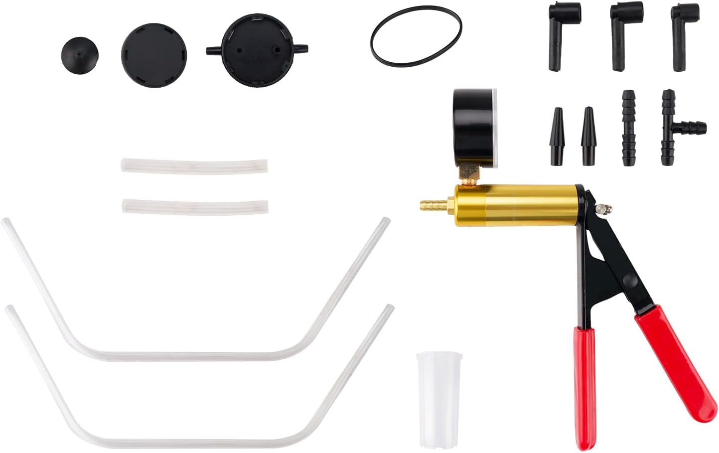 PHILTOP Manual Brake Bleeder Kit with Hand Vacuum Pump, Brake Bleeding Kit with Reservoir Jar, 7 Adapters, Tubes, Cup Adapter, User Manual and Carrying Case for Automotive Maintenance
