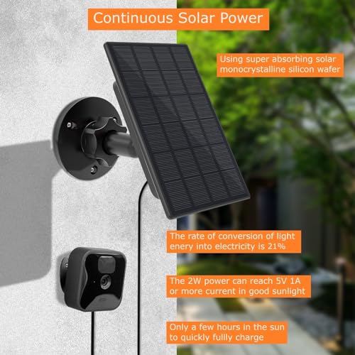 Solar Panel for Blink Camera Outdoor,2W Blink Camera Solar Panel Compatible with Blink Outdoor,XT2/XT Camera&SimpliSafe Camera(Not Included),IP66 Blink Outdoor(3rd Gen) with Rubber Plug (1 Pack) - Thumbnail 3