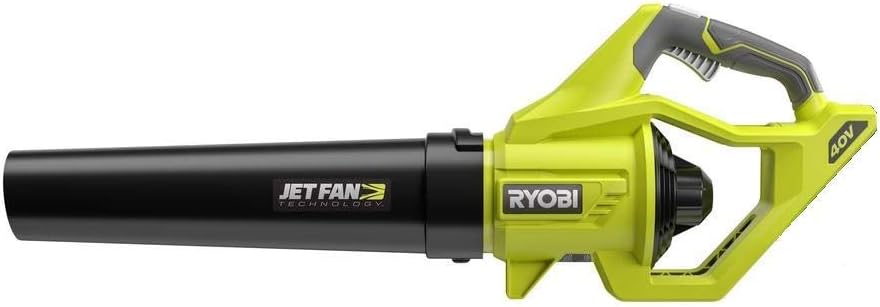 Ryobi RY40406BTL 40 Volt 110 MPH 500 CFM Cordless Jet Fan Leaf Blower 40V. Bare Tool (Battery and Charger NOT Included) (Renewed)
