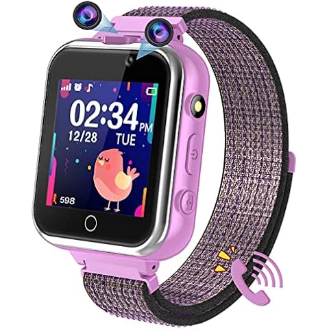 PTHTECHUS Kids Smartwatch Phone, Touch Screen Wrist Watches Step counter Children Music Player Game Wristwatch, School Mode Flashlight Calculator SOS Clock, Boys Girls Student Birthday Gifts (Purple) Cover