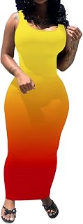 Women's Sexy Bodycon Tank Dress Basic Sleeveless Long Maxi Dresses Party Club Beach Sundresses