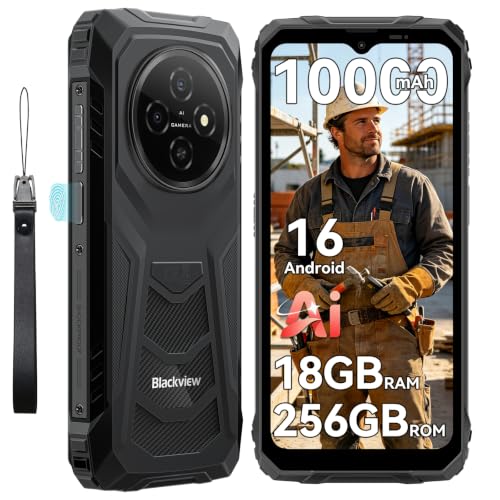 Blackview Outdoor Handy Ohne Vertrag 10000mAh Android 16 Outdoor Smartphone 6.56 90Hz Ultradünn baustellenhandy IP69K Wasserdicht NFC/Fingerabdruck/Glove Mode/3 Jahre Garantie