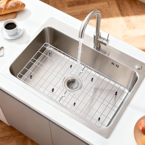 Chilinii 24\" x 12\" Stainless Steel Sink Protector - Large Sink Rack for Bottom of Sink Kitchen Grid Centered Drain - Thumbnail 4