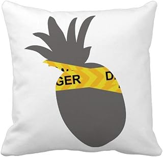 OFFbb-USA Logo żółta linia zagrożenia ananas ozdobna poduszka kwadratowa poszewka