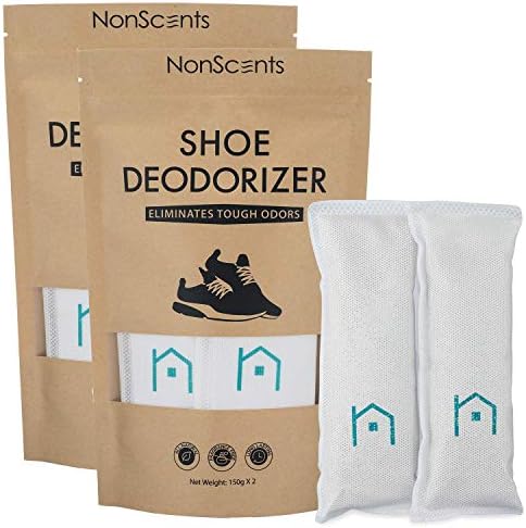 NonScents Shoe Deodorizer (4-Pack) - Odor Eliminator, Freshener for Sneakers, Gym Bags, and Lockers