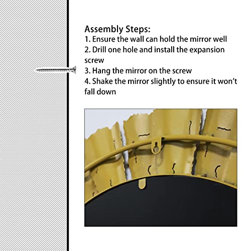 Gold Mirror, Handcrafted Round Wall Mirrors Decorative Modern Wall-Mounted Mirrors For Living Room, Entryway, Foyer, Hallway, Bedroom, 32In Large Wall Mirror #TOP5