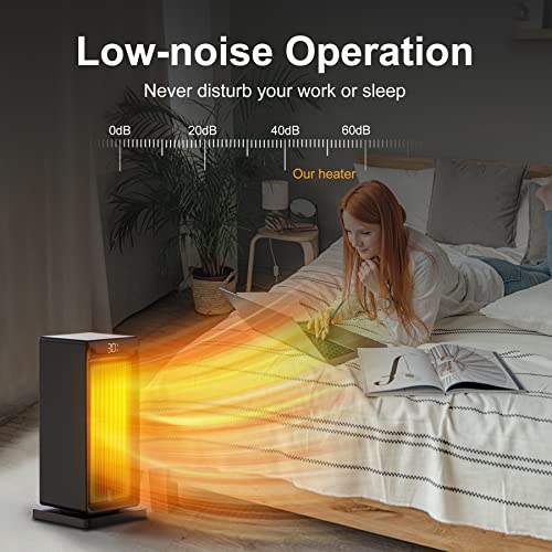 OMISOON Elektrische Kachel, 2000 W, ECO, PTC Keramische Ventilatorkachel, Energiebesparend, stil met 24-uurs timer, 90 ° oscillatie, oververhittingsbeveiliging, 3 verwarming modi - Afbeelding 8