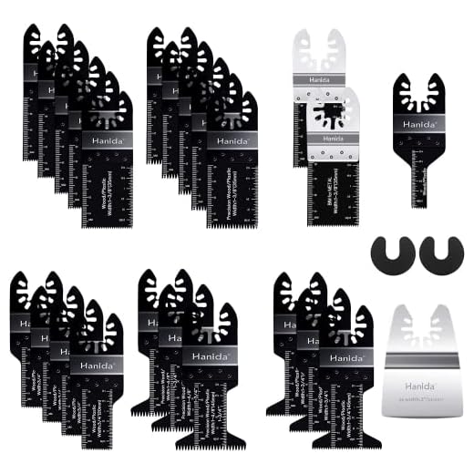 24PCS Universal Wood Metal Oscillating Multitool Quick Release Saw Blades Fit Fein Multimaster Porter Cable Black & Decker Rockwell Ridgid Ryobi Milwaukee Chicago Craftsman