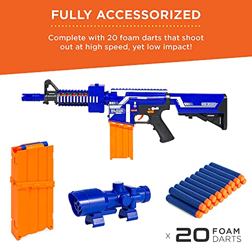 Best Choice Products Kids Motorized Foam Dart Blaster, Toy Combat Battle Set W/Electric Motor, High-Capacity Drum, 20 Soft Darts, Long Distance Shooting - Multicolor #TOP4