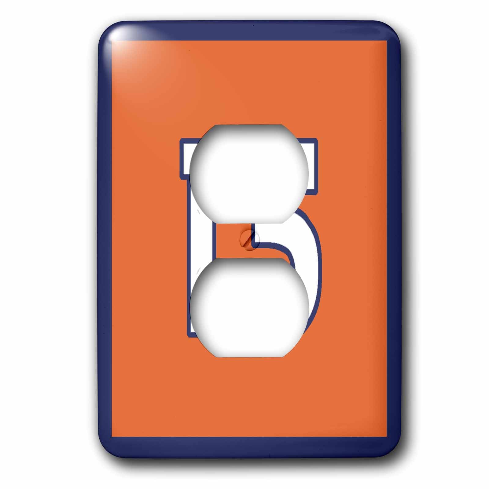 Cache 2 prises numéro 15 bleu marine fond orange plaque décoration