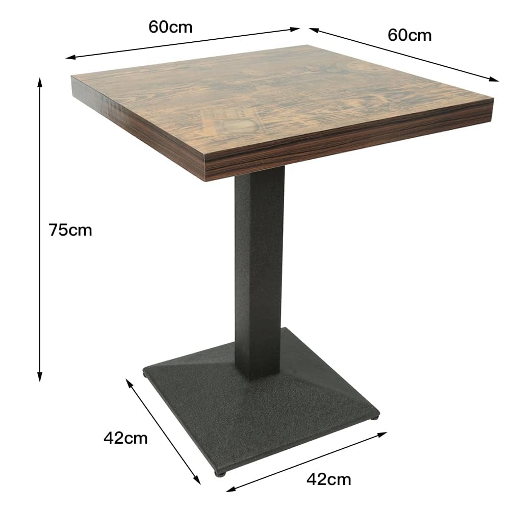 Supfine - Quadratischer Bistrotisch mit Mittelfuß, Steh-Esstisch für Esszimmer, Wohnzimmer, Balkon, MDF (Uhr, 60 x 60 x 75 cm)