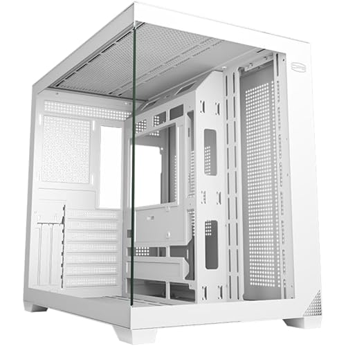 PCCOOLER PC Case ATX Mid Tower, Tempered Glass & Mesh Front, High Airflow, E-ATX/ATX/Micro-ATX/ITX Support, 360mm Radiator Support, Tool-Free Design – White (C3T700 No Fans Included)