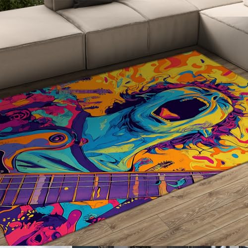 Tapis pop art salon guitare style graffiti abstrait 60x90cm