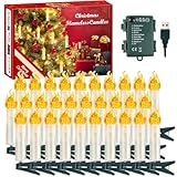 YUEJIDZ 30 stk LED Christbaumkerzen,Warmweiß Wasserdicht Lichterkette mit...