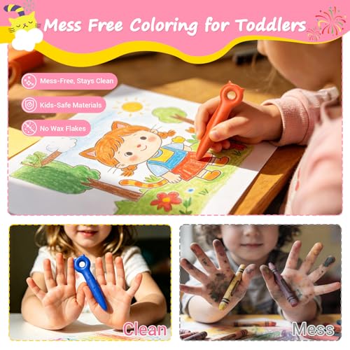 KERIFI Triangle Jumbo Crayons for Toddlers, Mess Free Washable Toddler First Crayons for Kids Ages 1-3 2-4 4-8, Unbreakable Non-Toxic, Easy to hold, Back to School Gifts for Coloring Book (24 Colors) — view 5