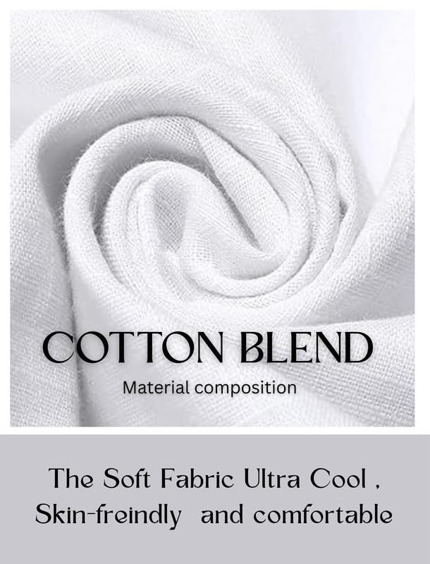 Image of DEEMOON Men's Cotton Blend Solid Regular Fit Full Sleeve Short Kurta | Men's Trendy Short Kurta