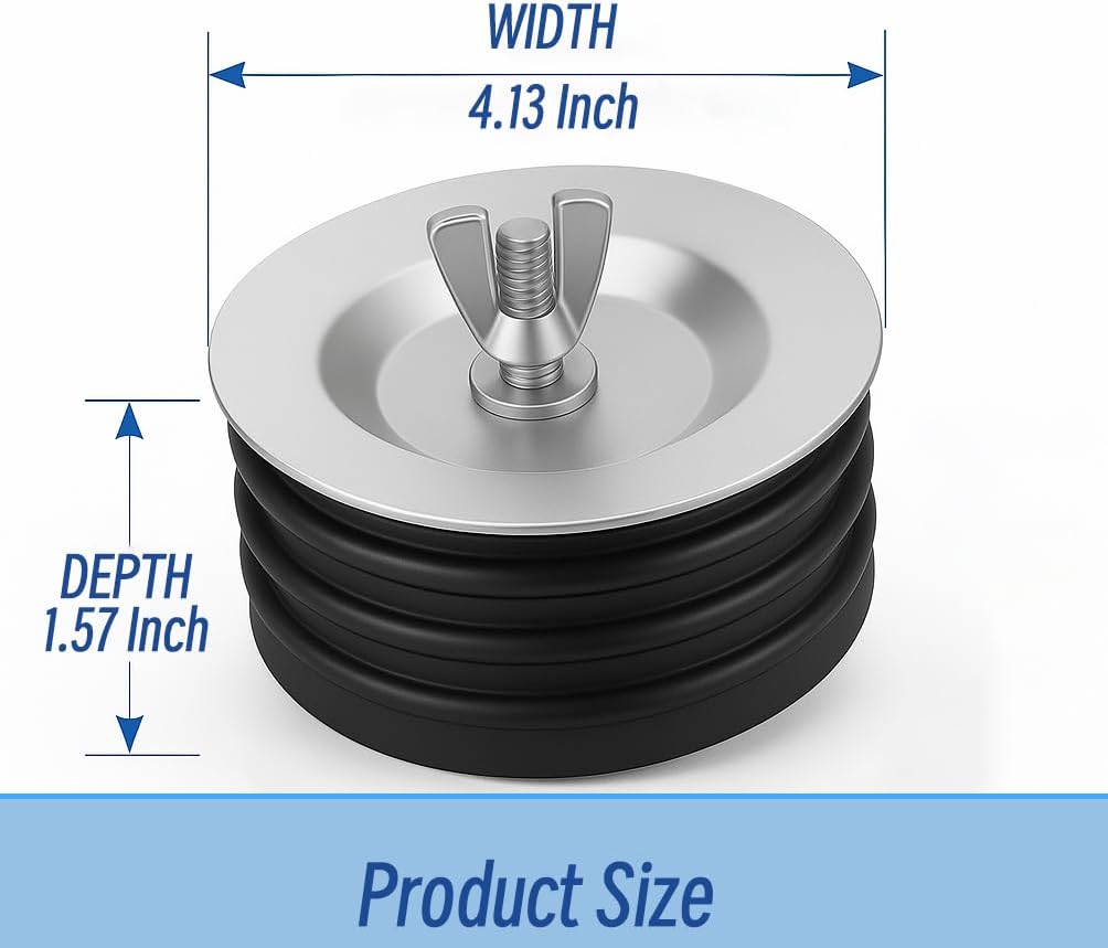 4 Inch Mechanical Pipe Test Plug – End of Pipe Gripper Plug with Galvanized Screw & Steel Wing Nut – Expansion Drain Stopper for Sewer Cleanout, Sink, Pool, or Drain Line Maintenance – 1 Pack
