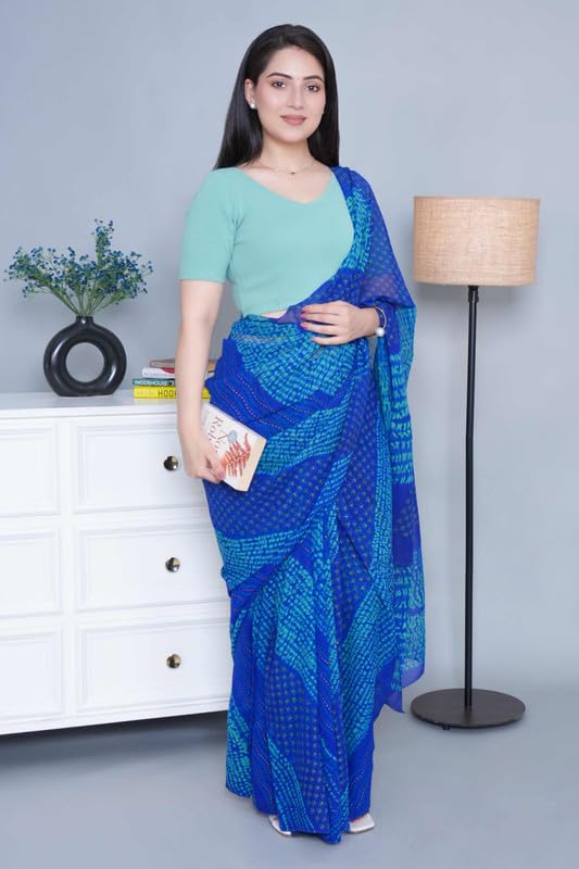 Image of Mlada V-Neck Stretchable Saree Blouse Top for Women | Slim Fit Short Sleeves Solid Cotton Blouses | Readymade Saree Blouses for Women Festive & Ethnic | Blouse Crop Top