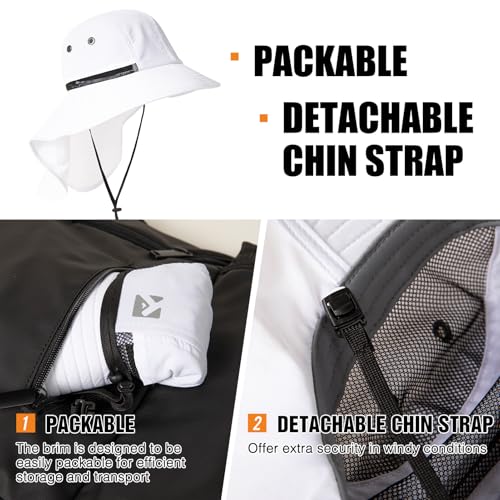 Image of Oversized XL XXL Mens Sun Hat Big Head Neck Flap Shade Waterproof UPF50+ Wide Brim Hat Fishing Safari Hiking