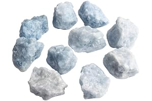 Blue Calcite Crystal for Sleep: 10Pcs Raw Rough Gemstones Bulk Rough Stones Healing 2-3cm