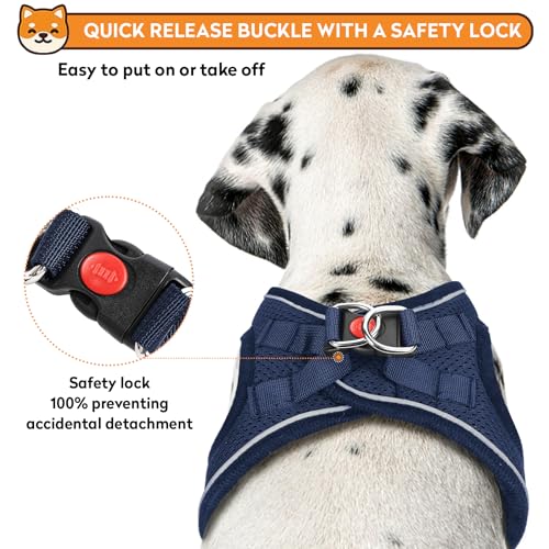 Dog Harness with Leash Set, No-Pull Step-in Reflective Pet Harness with 1 Leash Clips, Adjustable Soft Padded Easy Walk Dog Vest for Small Medium Large Dogs, Cats(Dark Blue,Medium) - Image 4