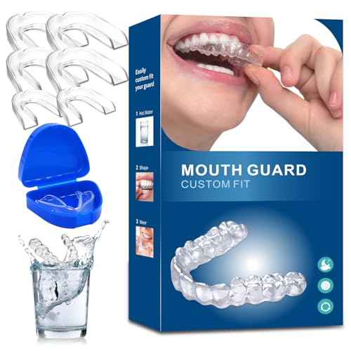 6 Pack Sleeping Mouth Guard for Clenching Teeth at Night, Stops Bruxism, Reusable Mouth Guards Grinding Teeth for Adults & Kids (with a Travel Cases)