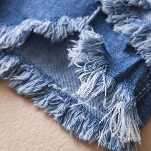 NNJXD Girl Jeans Ripped Casual Denim Elastic Wasit Pants for Kids Clothes with Pokcet4