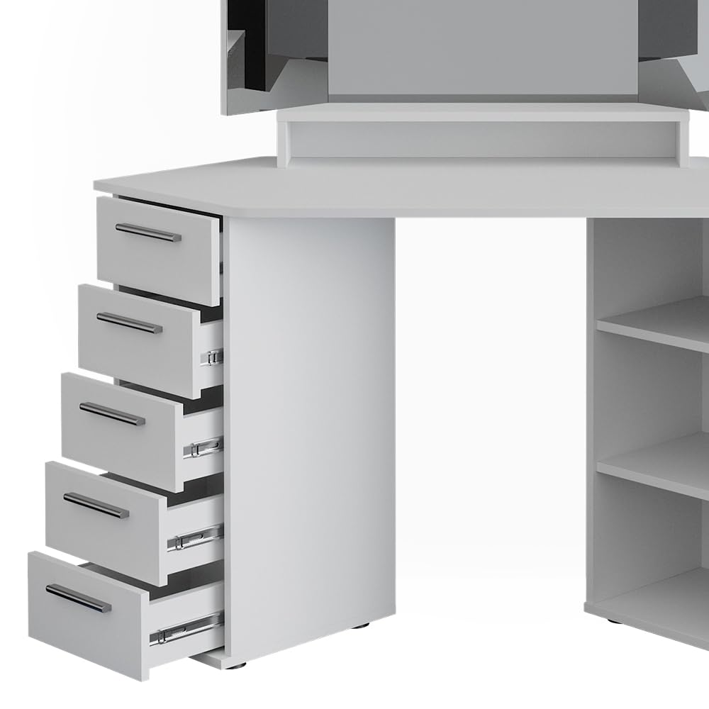 Vicco coiffeuse, blancsonoma, 128.4cm avec éclairage led et tabouret Vicco coiffeuse, blancsonoma, 128.4cm avec éclairage led et tabouret