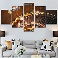SIGNWIN 5 Panel Canvas Wall Art Architecture & Maps Closeup Cool Industrial Multicolor Patterns for Home Decorations Ready to Hang - 60