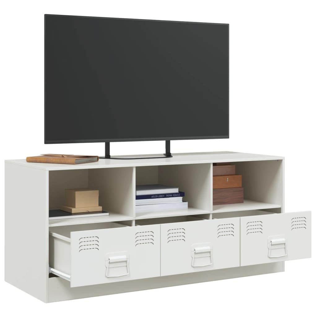 LAPOOH Biała stalowa szafka pod telewizor 99x39x44 cm, stół telewizyjny, szafka telewizyjna, szafka telewizyjna, stół telewizyjny, meble do salonu, stół do salonu TV - 841738