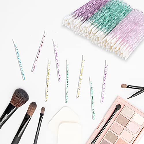 300Pcs Glitter Crystal Lip Brush, Disposable Crystal Lip Brushes Tool Kits Lip Gloss Applicators Make Up Brush Lipstick Gloss Wands Makeup Applicators Brushes Applicator Tool Makeup Beauty Tool Kits #TOP7