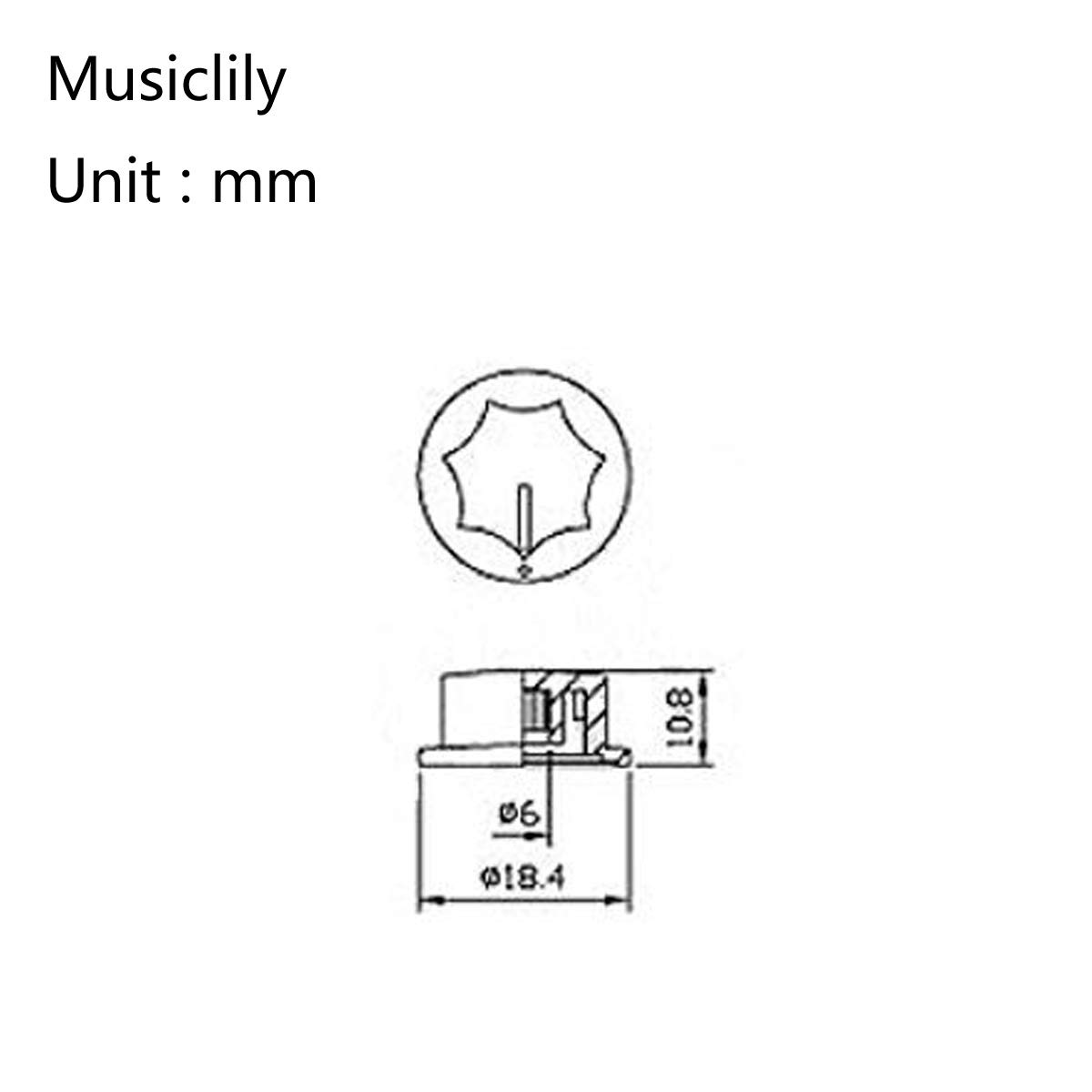 Musiclily Pro Métrique 18 Splines 2 Gros et 1 Petit Boutons de Potentiomètres Jazz Bass Knobs Set pour l'Asie Import Basse Split Shaft Pots, Noir