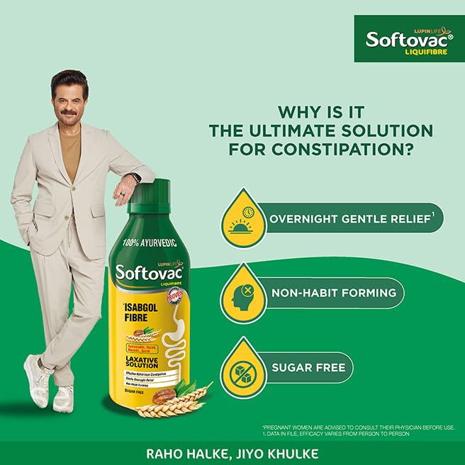 Image of Softovac Isabgol Liquifibre Constipation Syrup 225ml, Relieves Bloating, Psyllium Husk, Boosts Gut Health, Stool Softener, Gluten & Sugar Free, Dietary Fibre Rich, For Adults, Mango Flavour