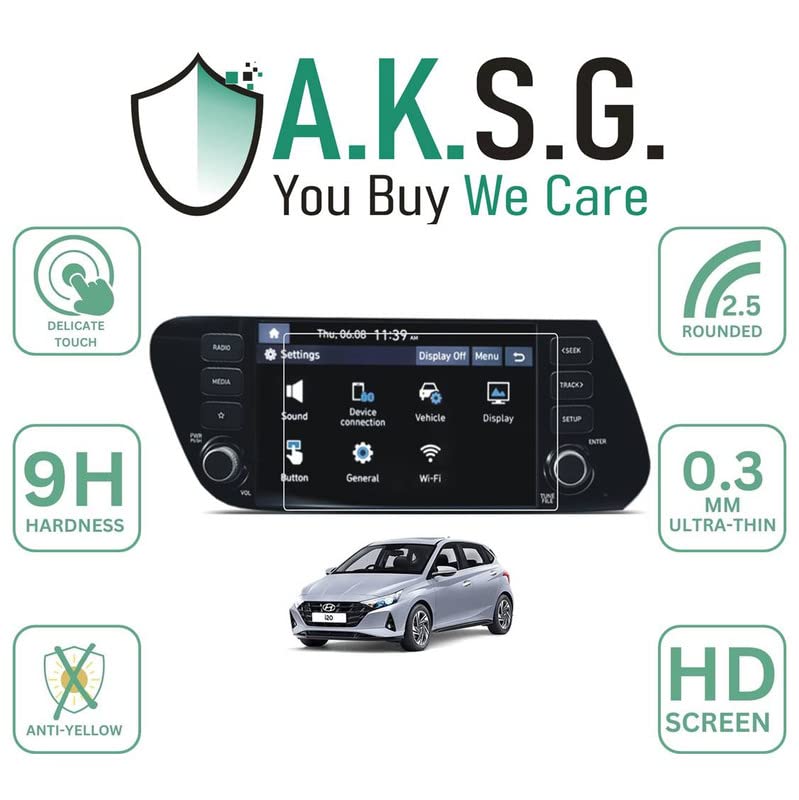 Image of A.K.S.G. Screen Protector Compatible With Hyundai i20 08 Inch [2020-Running] Infotainment Touch Screen system - Clear