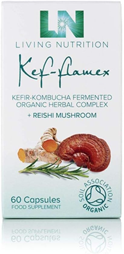 Living Nutrition Organic Kef-Flamex with Reishi Mushroom 60 Capsules, 0.0429 kg LN1002