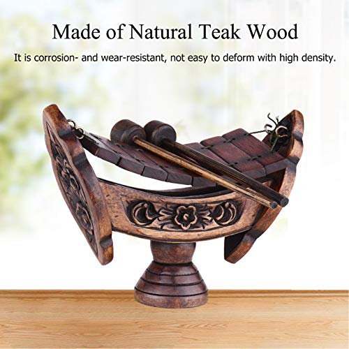 Muslady 8 Notes Xylophone Teak Wood Thai Traditional Percussion Musical Instrument Art Craft Wooden Ornament Decoration Gift for Home Office with Mallets