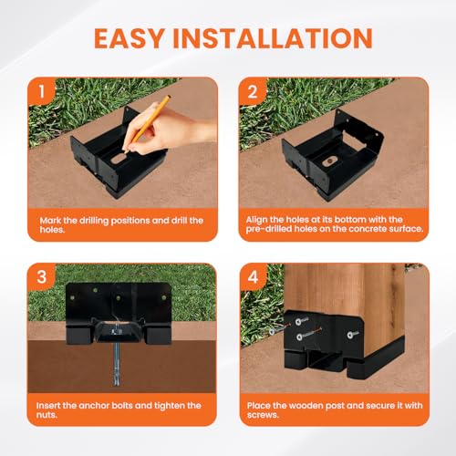 10PCS 6x6 Post Base for Concrete Heavy Duty Black E-Coated by EONECROSS - Used condition - Image 6