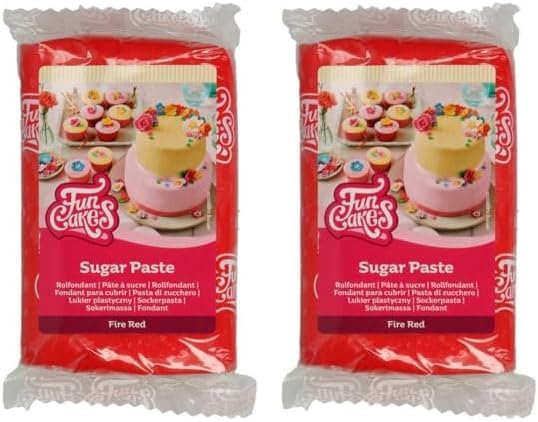Pasta Di Zucchero Fire Red - Confezione Da 2 X 250 Gr, Senza Glutine, Per Decorare Torte E Dolci - Foto 2
