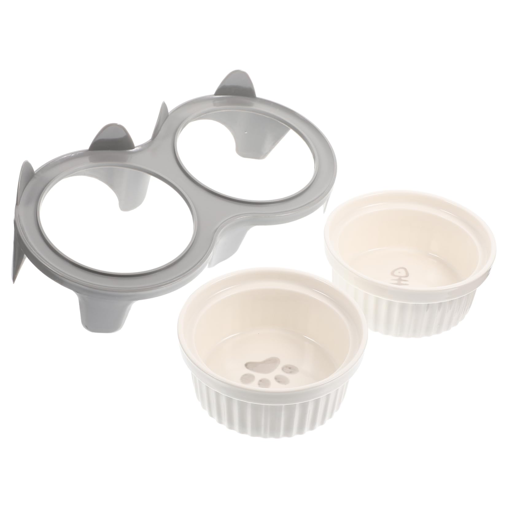Sosoport Erhöhter Katzennapf aus Keramik und Kunststoff Neigbares Doppelnapf Design rutschfest für Futter und Wasser