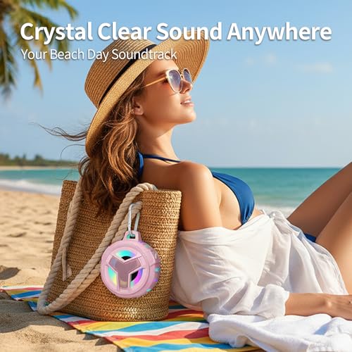 Image of EBODA Shower Waterproof Bluetooth Speakers Portable Gifts for Teen Girls | IP67 Wireless Small Speaker, 24H Playtime for Home, Pool, Kayak, Hiking, Boat, River Floating, Tween Girls Trendy Stuff-Pink