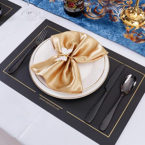 Hammered-Heavy-Luxury-Black-Stainless-Steel-Farmhouse-Silverware-Set-for-4-18-10-Black-Stainless-Steel-Flatware-Set-Dishwasher-Safe-Mirror-Polish Hammered Heavy Luxury Black Stainless Steel Farmhouse Silverware Set for 4 18 10 Black Stainless Steel Flatware Set Dishwasher Safe Mirror Polish