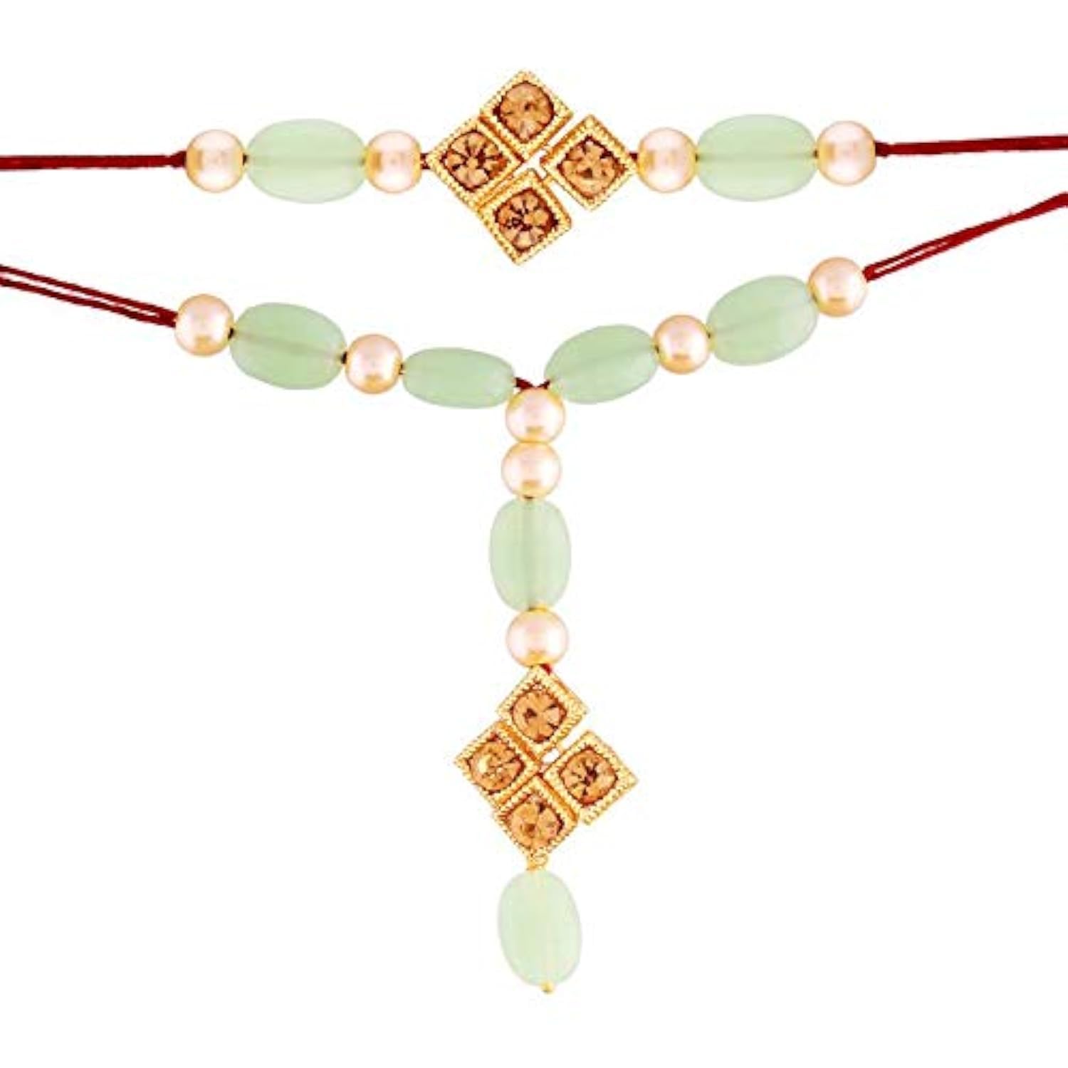 I Jewels Pearl & Kundan Designer Bhaiya Rakhi With Roli Chawal for Brother/Bro/Men with Rakshabandhan Card (R859CO) (B07T9FNBBH) Amazon Price History, Amazon Price Tracker