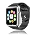 Bluetooth Smart Watch with SIM Card Slot for IOS iPhone, Android Samsung HTC Sony LG Smartphones Silver-Black