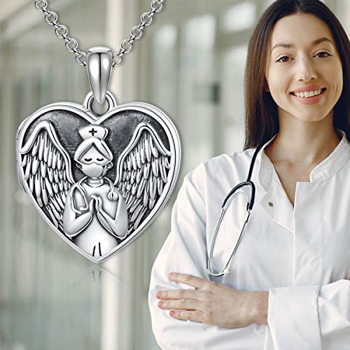 Romantic Work Angel Nurse/Doctor Locket Pendant Necklace That Holds Picture Nursing Student Graduation Memory Gifts For Women #TOP3