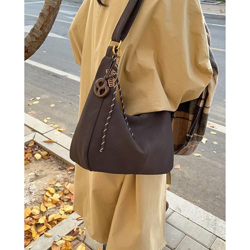 Slouchy Shoulder Bag with Charms Suede Slouchy Hobo Shoulder Bags for Women Soft Leather Hobo Tote Purse Casual Vintage Purse2