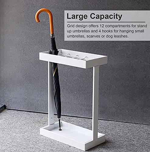 Porte-parapluie en fer à structure autonome stable et 4 crochets intégrés