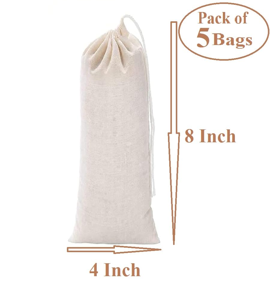 Image of WUD 5 Pcs. Empty Cold Brew Coffee Bags with Drawstring, 8x4 inch