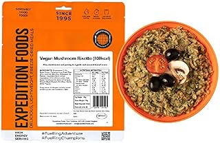 Vegan Mushroom Risotto | Freeze-Dried Camping & Hiking Food | High Energy Serving | 800kcal Meal