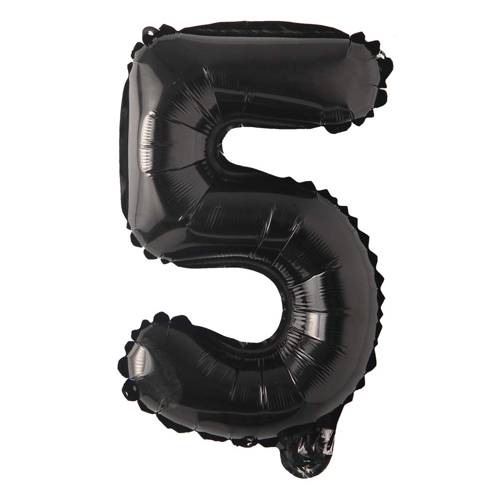 Black 28 inch Letter Balloons Alphabet Number Balloons Foil Mylar Party Wedding Bachelorette Birthday Bridal Baby Shower Graduation Anniversary Celebration Decoration (Can not Float) (28 inch Black 5)